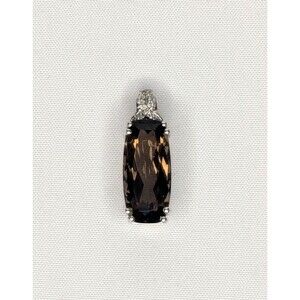 Smoky Quartz & Zircon Pendant - Sterling Silver, Brown